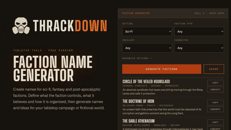 Thrackdown Name Generators